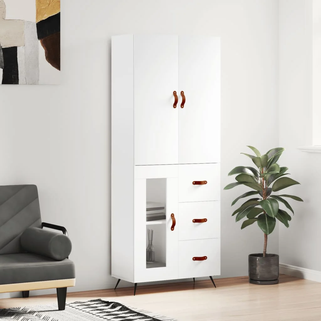 Vysoká skrinka biela 69,5x34x180 cm spracované drevo
