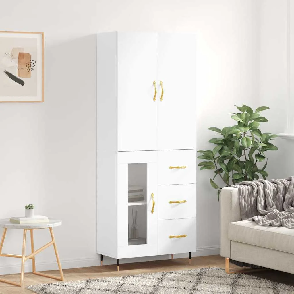 Vysoká skrinka biela 69,5x34x180 cm spracované drevo