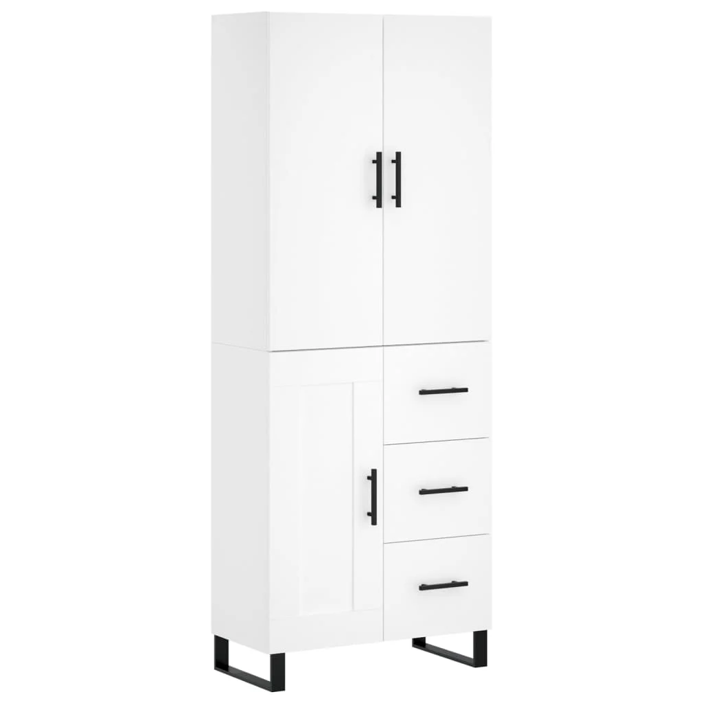 Vysoká skrinka biela 69,5x34x180 cm spracované drevo