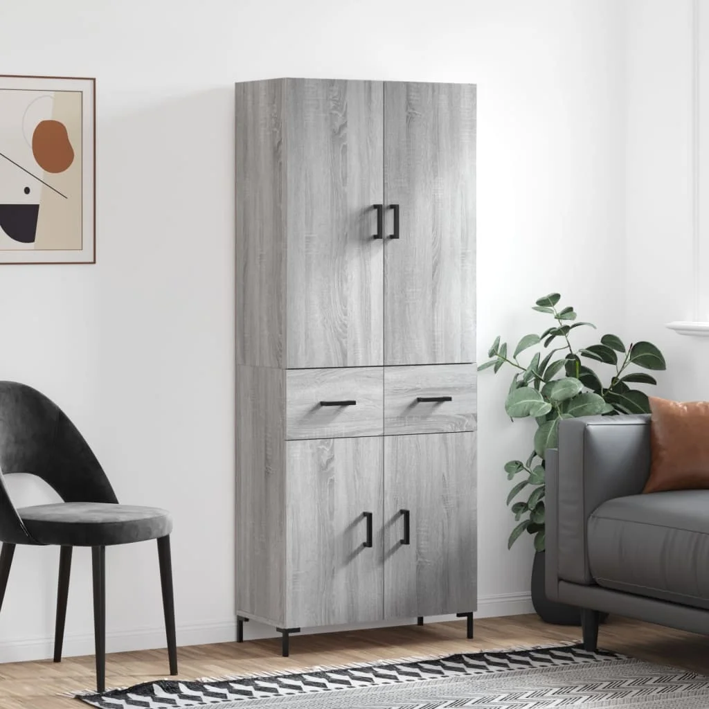 Vysoká skrinka sivý dub sonoma 69,5x34x180 cm spracované drevo