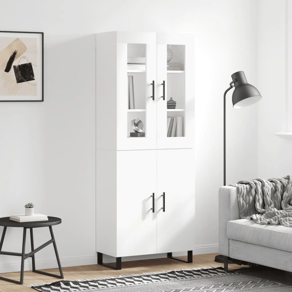 Vysoká skrinka biela 69,5x34x180 cm spracované drevo