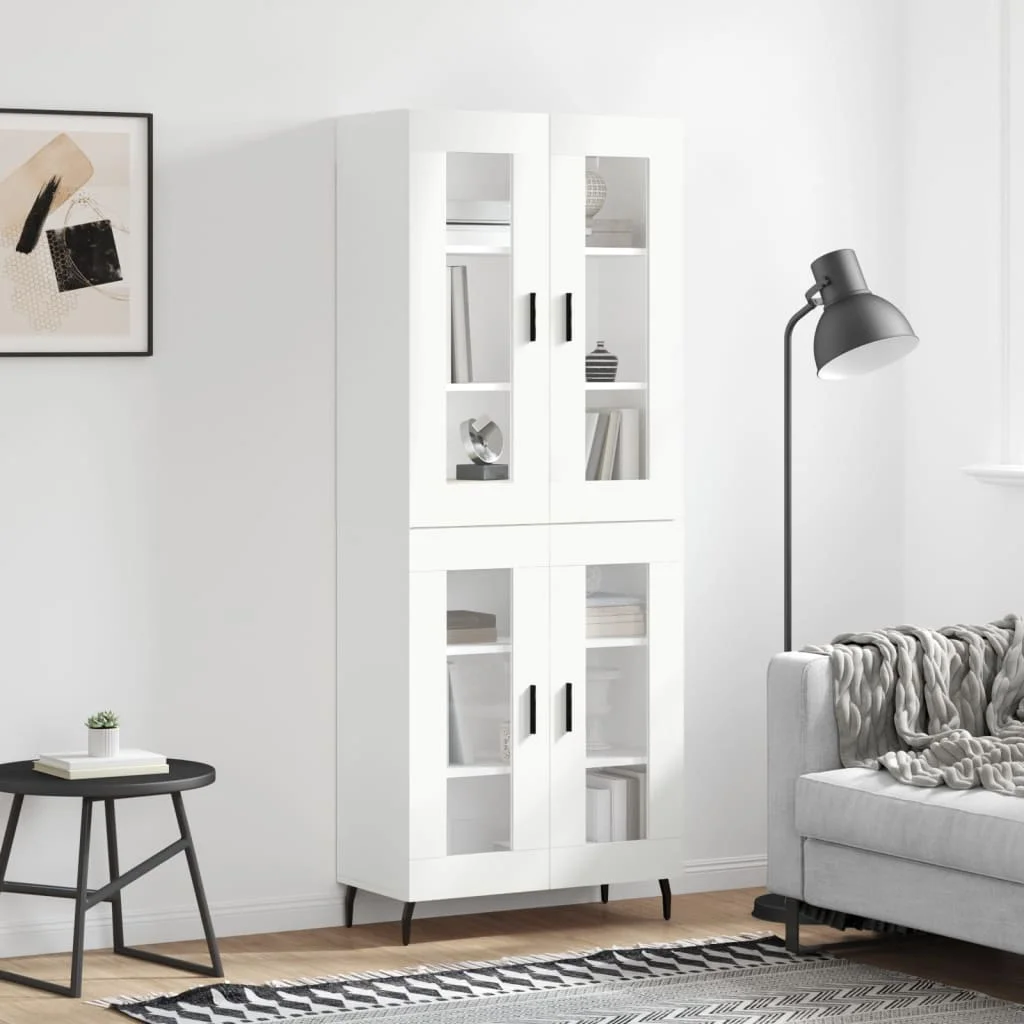 Vysoká skrinka biela 69,5x34x180 cm spracované drevo