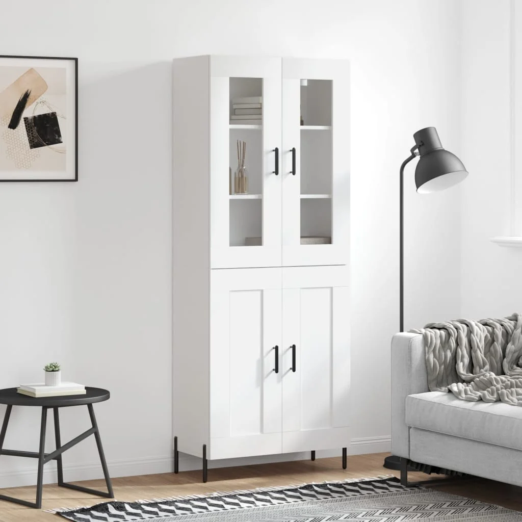 Vysoká skrinka biela 69,5x34x180 cm spracované drevo