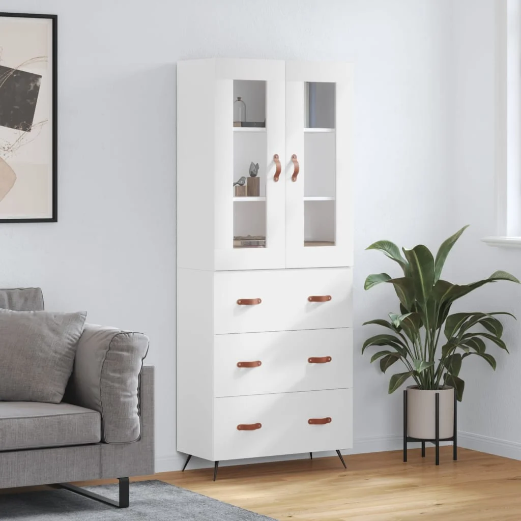 Vysoká skrinka biela 69,5x34x180 cm spracované drevo