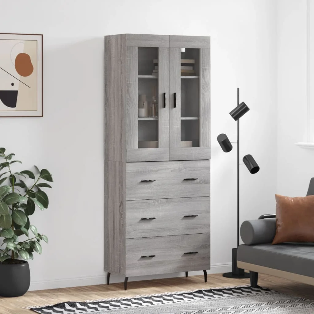 Vysoká skrinka sivý dub sonoma 69,5x34x180 cm spracované drevo