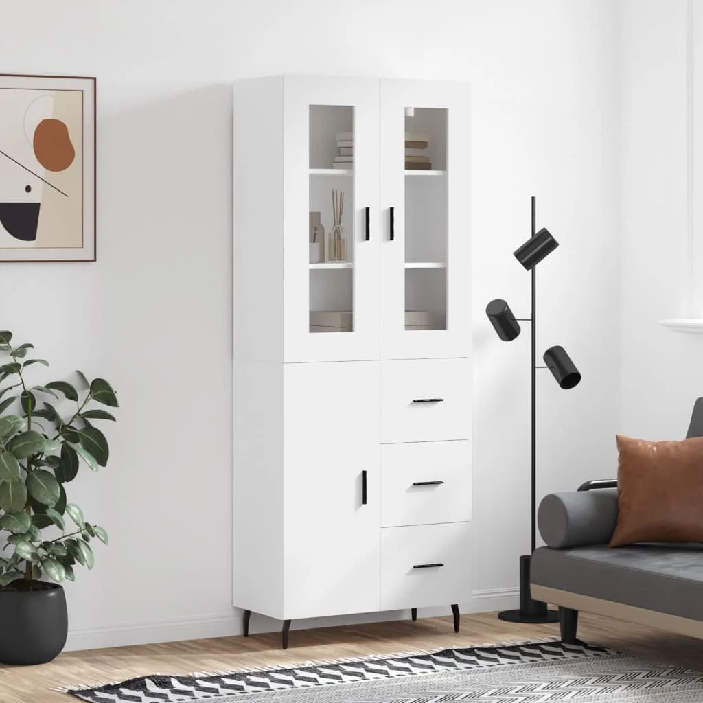 Vysoká skrinka biela 69,5x34x180 cm spracované drevo