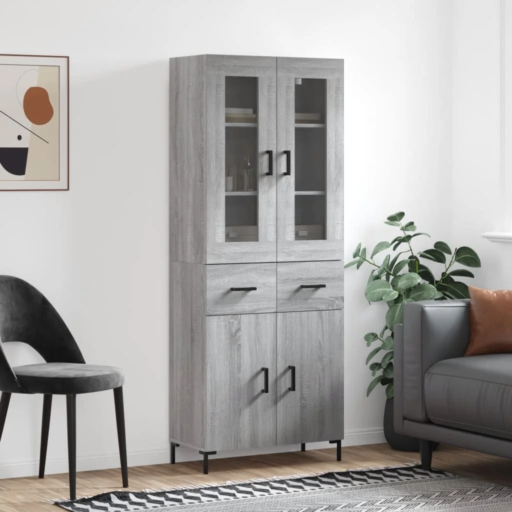 Vysoká skrinka sivý dub sonoma 69,5x34x180 cm spracované drevo