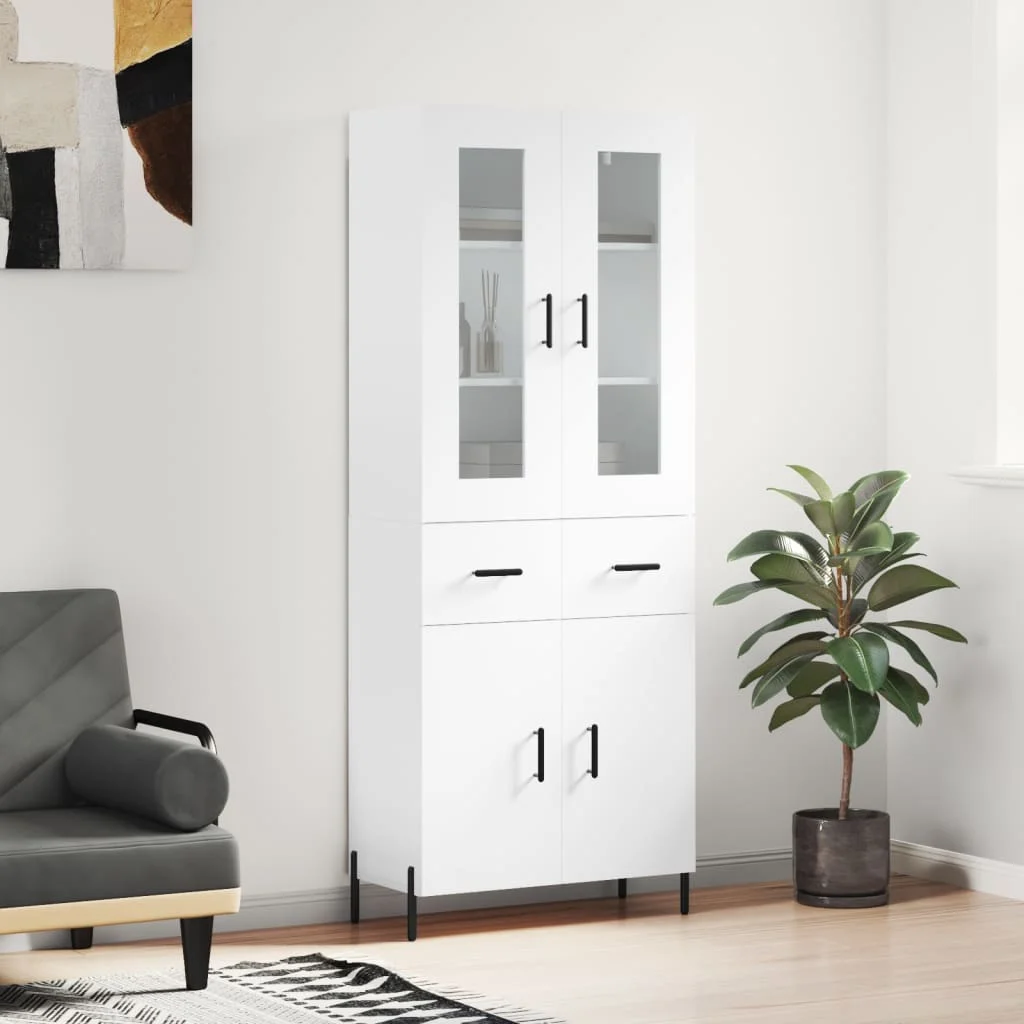 Vysoká skrinka biela 69,5x34x180 cm spracované drevo
