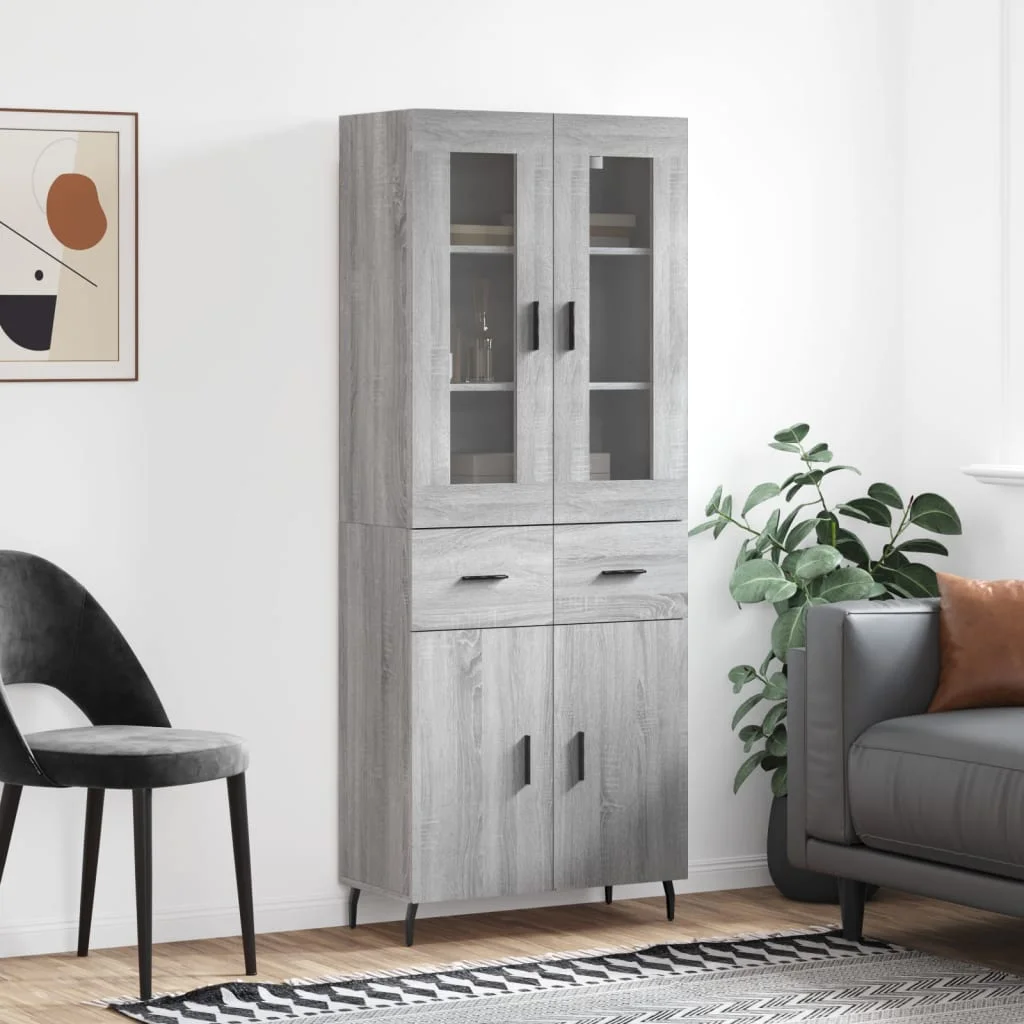 Vysoká skrinka sivý dub sonoma 69,5x34x180 cm spracované drevo