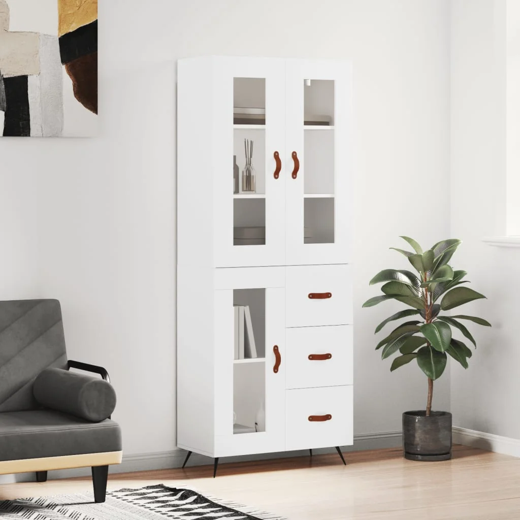 Vysoká skrinka biela 69,5x34x180 cm spracované drevo