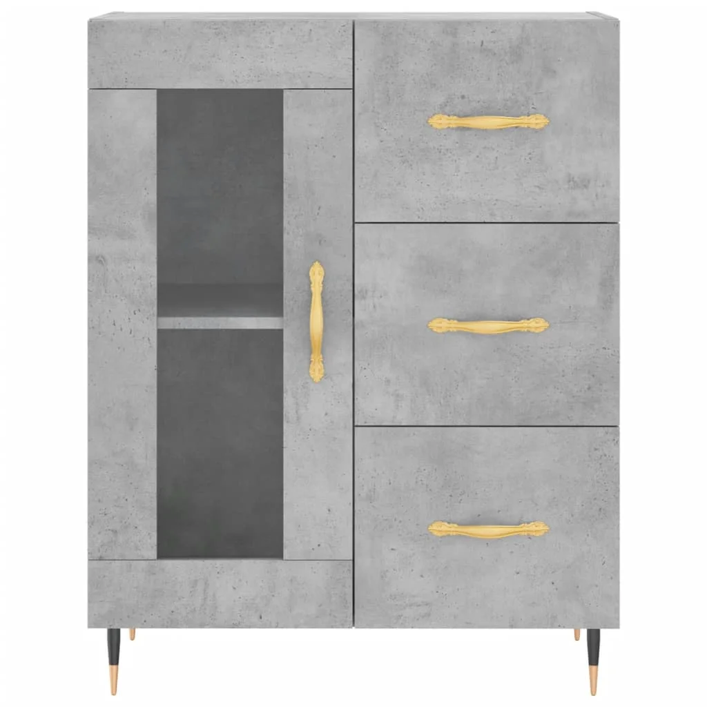 Vysoká skrinka betónová sivá 69,5x34x180 cm spracované drevo