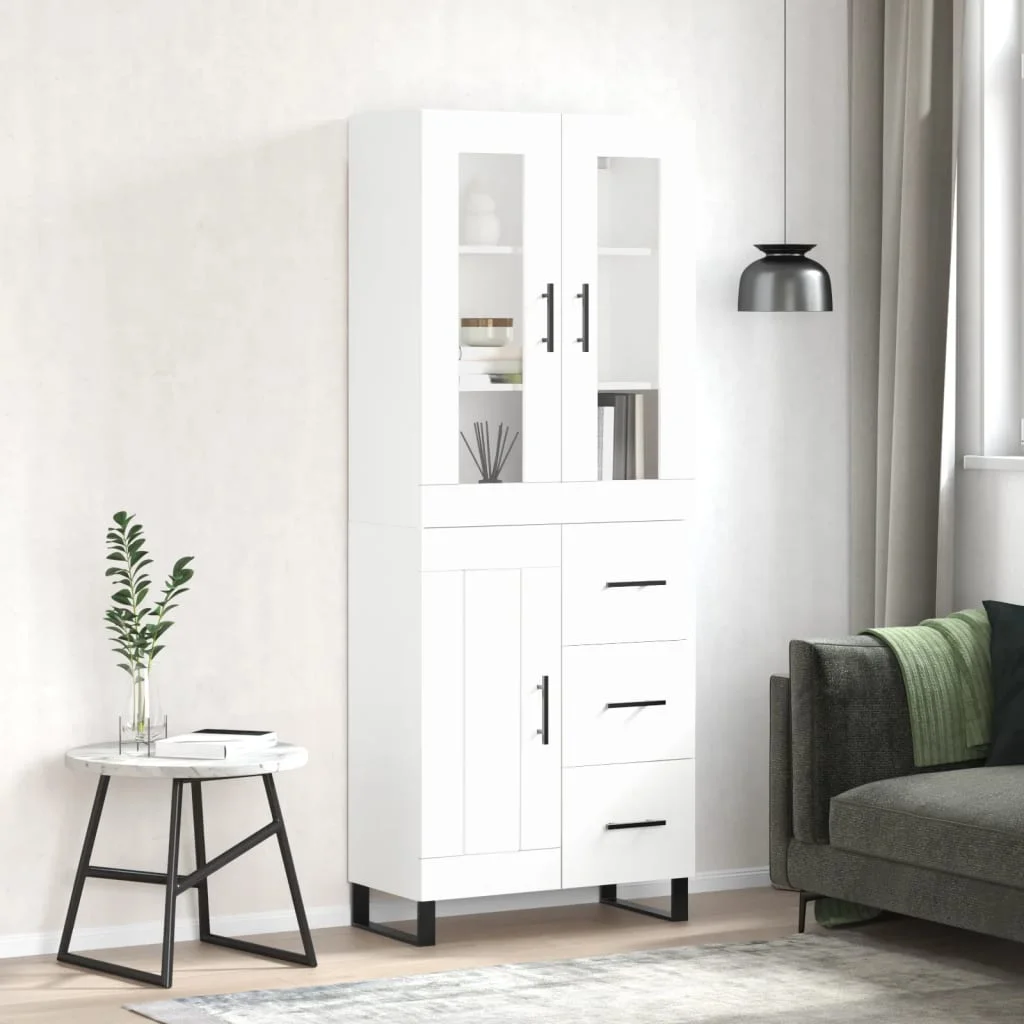 Vysoká skrinka biela 69,5x34x180 cm spracované drevo 