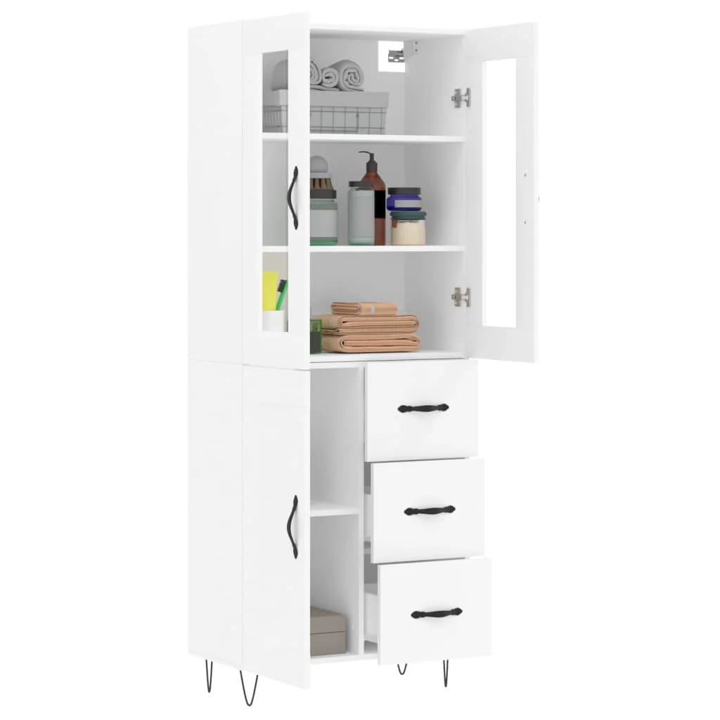 Vysoká skrinka biela 69,5x34x180 cm spracované drevo