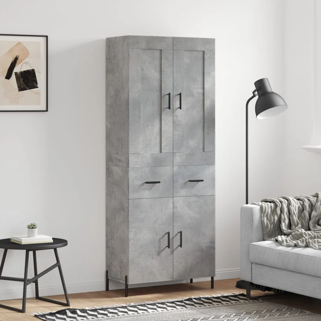 Vysoká skrinka betónová sivá 69,5x34x180 cm spracované drevo