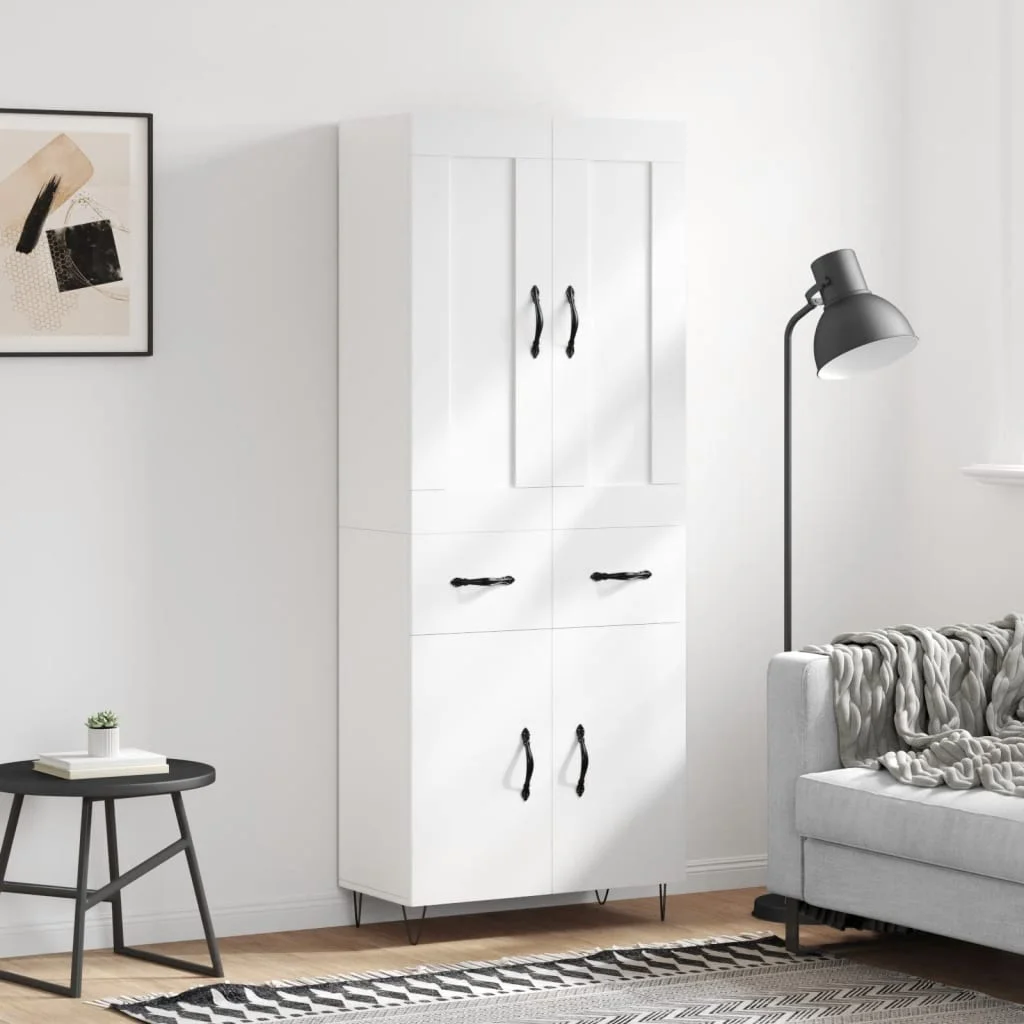 Vysoká skrinka biela 69,5x34x180 cm spracované drevo