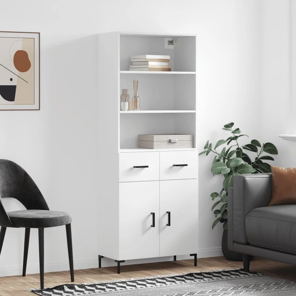 Vysoká skrinka biela 69,5x34x180 cm spracované drevo