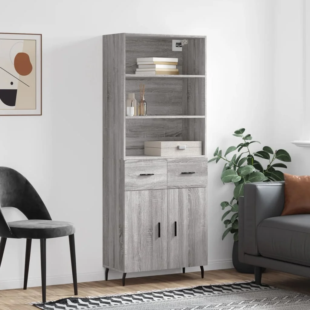 Vysoká skrinka sivý dub sonoma 69,5x34x180 cm spracované drevo