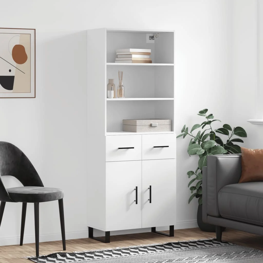 Vysoká skrinka biela 69,5x34x180 cm spracované drevo