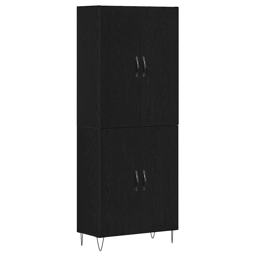 Highboard 2 pcs Čierny dub Konštrukčné drevo a sklo