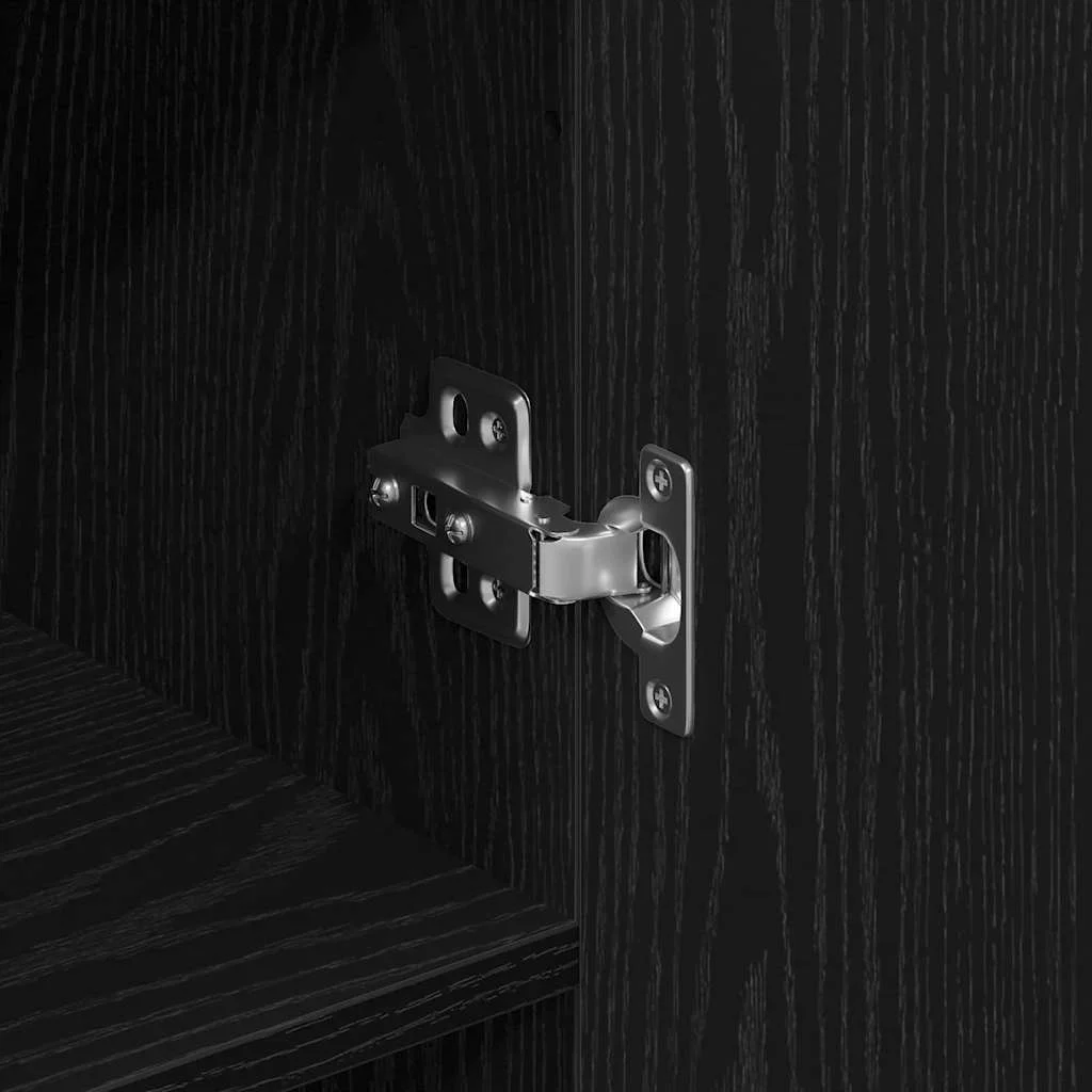Highboard 2 pcs Čierny dub Konštrukčné drevo a sklo