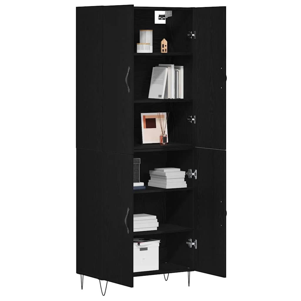 Highboard 2 pcs Čierny dub Konštrukčné drevo a sklo
