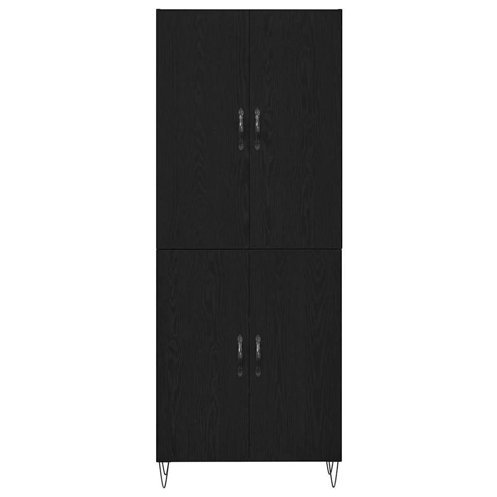 Highboard 2 pcs Čierny dub Konštrukčné drevo a sklo