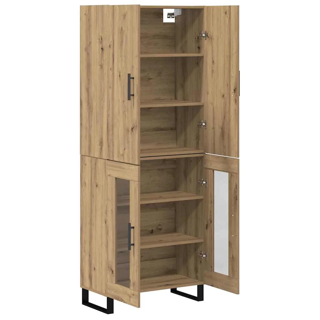 Highboard 2 pcs Remeselný dub Drevovláknitá doska a sklo