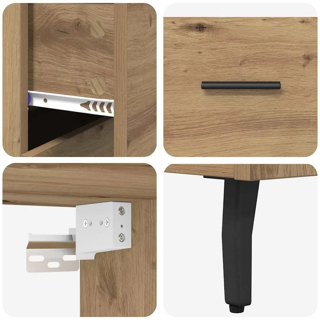 Highboard 2 pcs Remeselný dub Drevovláknitá doska a sklo