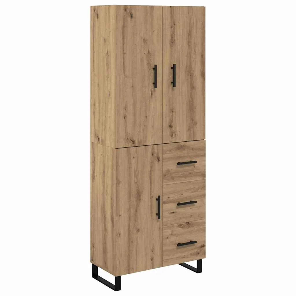 Highboard 2 pcs Remeselný dub Drevovláknitá doska a sklo