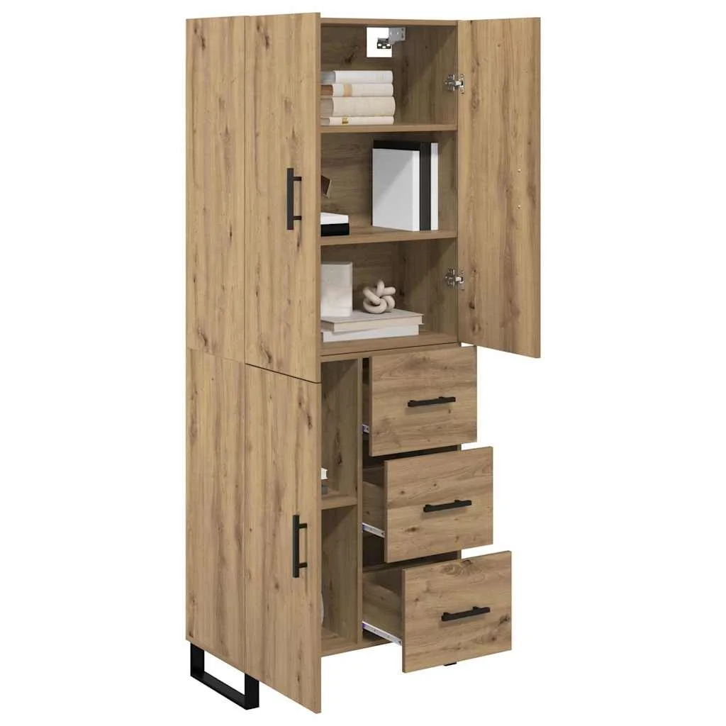 Highboard 2 pcs Remeselný dub Drevovláknitá doska a sklo