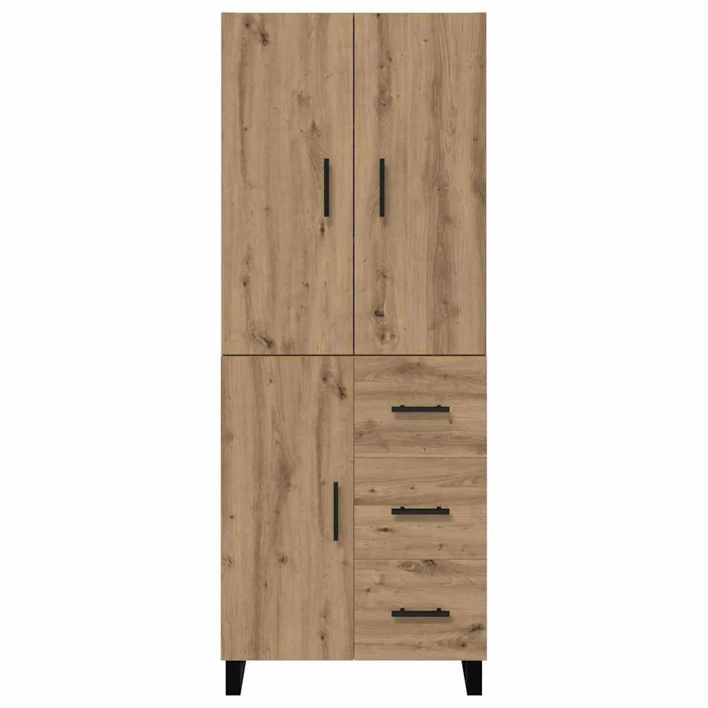 Highboard 2 pcs Remeselný dub Drevovláknitá doska a sklo