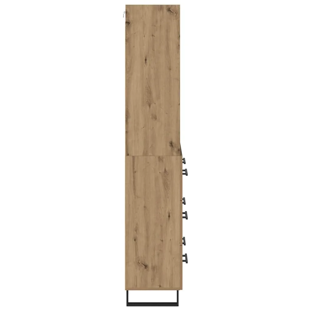 Highboard 2 pcs Remeselný dub Drevovláknitá doska a sklo