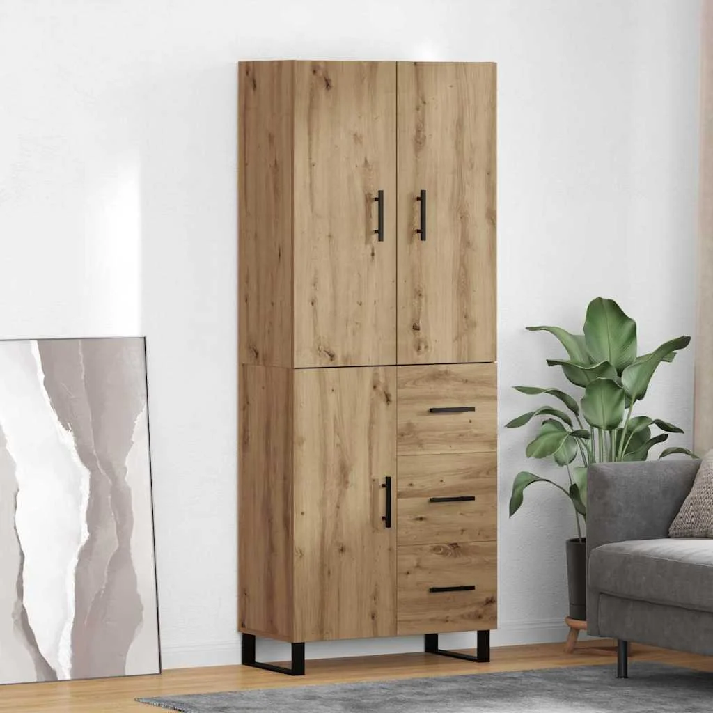 Highboard 2 pcs Remeselný dub Drevovláknitá doska a sklo
