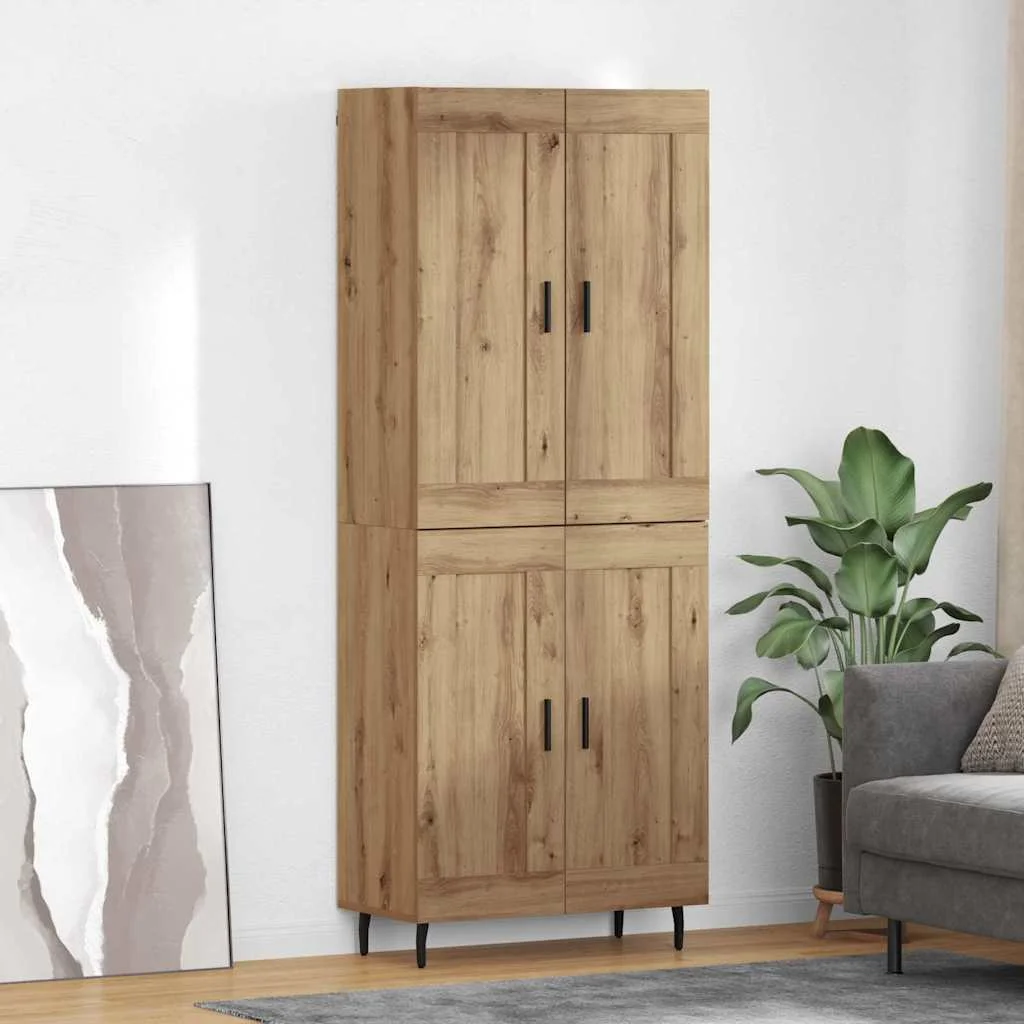 Highboard 2 pcs Remeselný dub Drevovláknitá doska a sklo