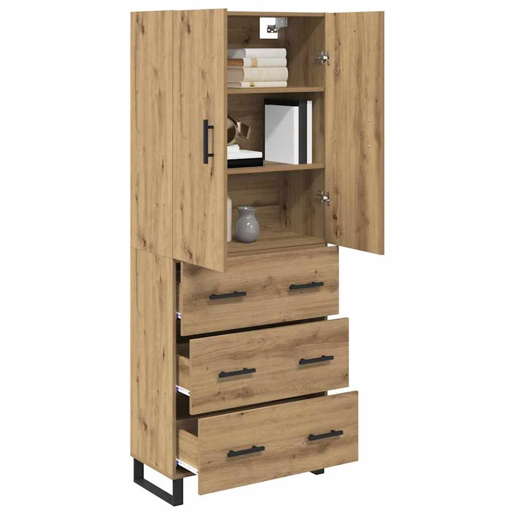 Highboard 2 pcs Remeselný dub Drevovláknitá doska a sklo