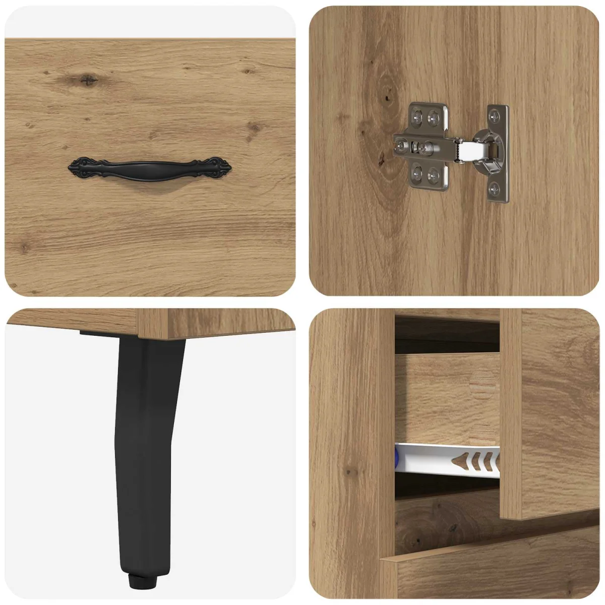 Highboard 2 pcs Remeselný dub Drevovláknitá doska a sklo