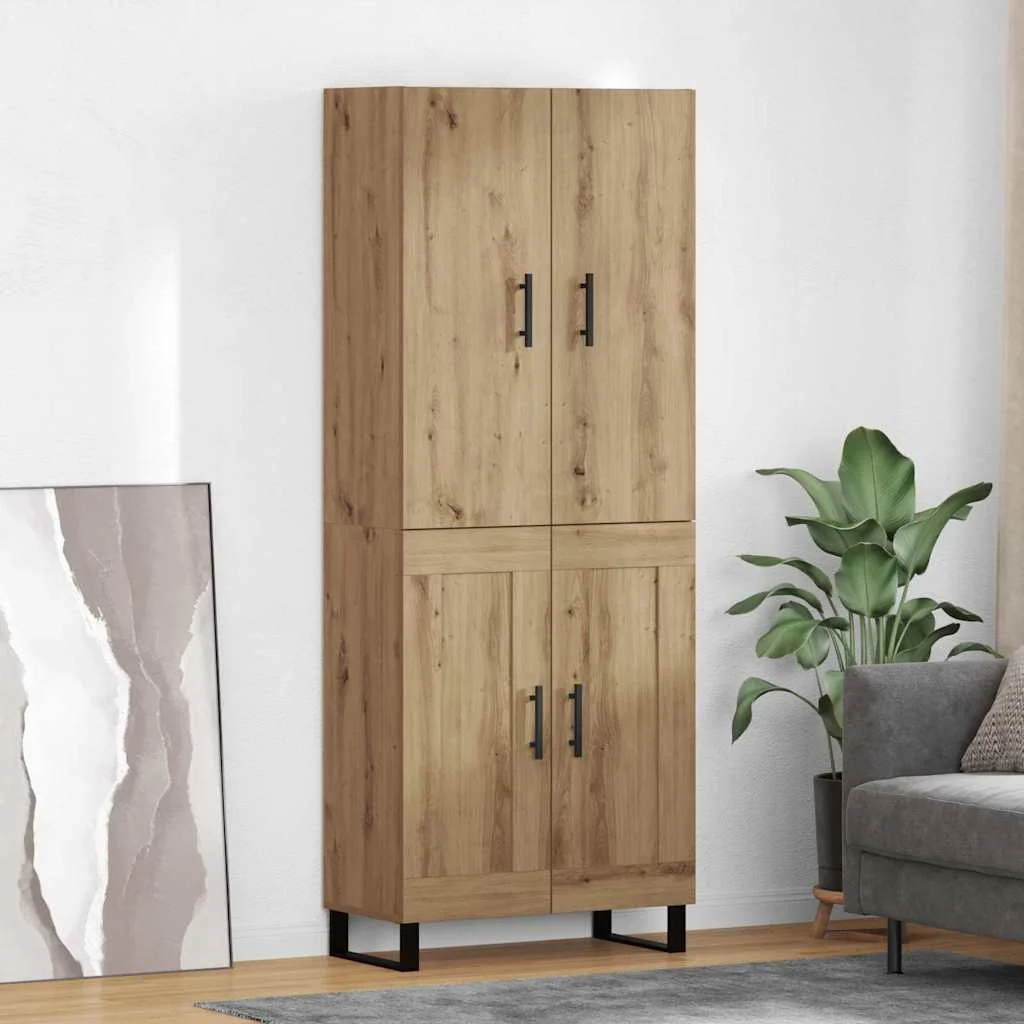 Highboard 2 pcs Remeselný dub Drevovláknitá doska a sklo