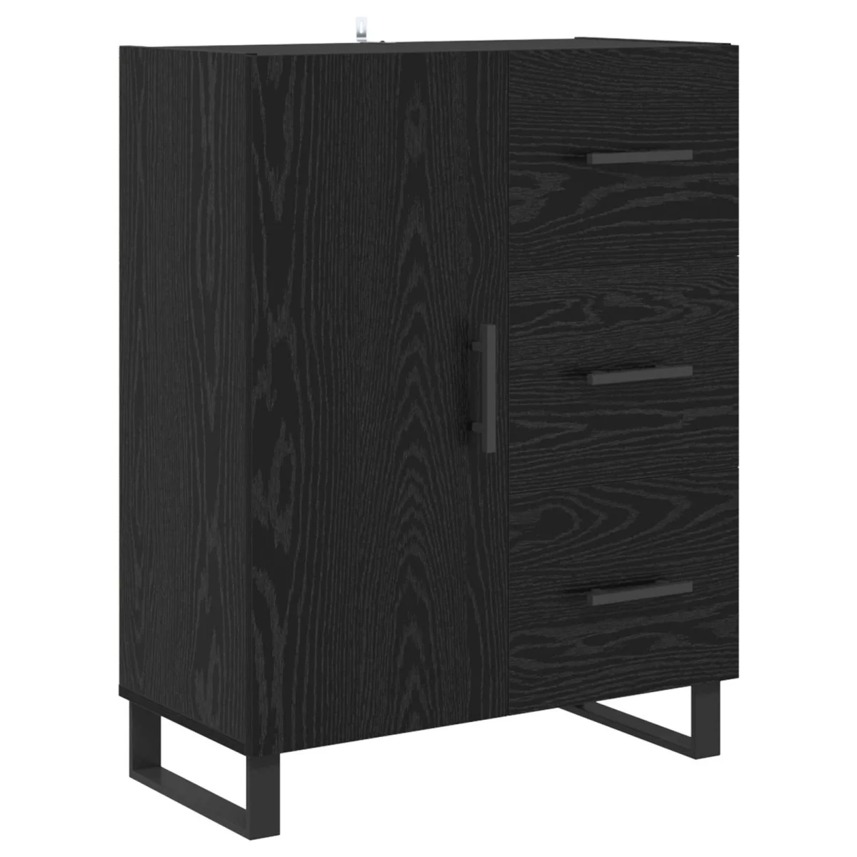 Highboard 2 pcs Čierny dub Drevovláknitá doska a sklo