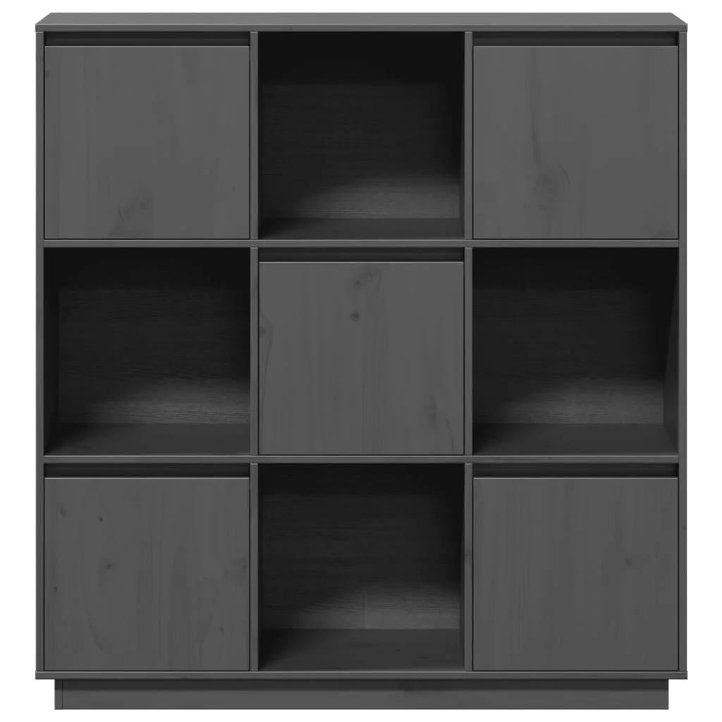 Vysoká skrinka sivá 110,5x35x117 cm masívna borovica