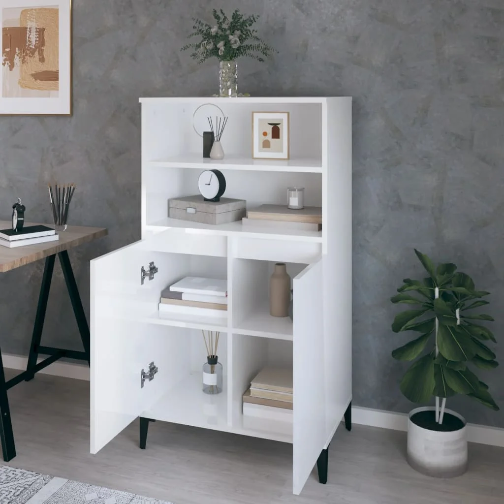 Vysoká skrinka vysoký lesk biela 60x36x110 cm spracované drevo