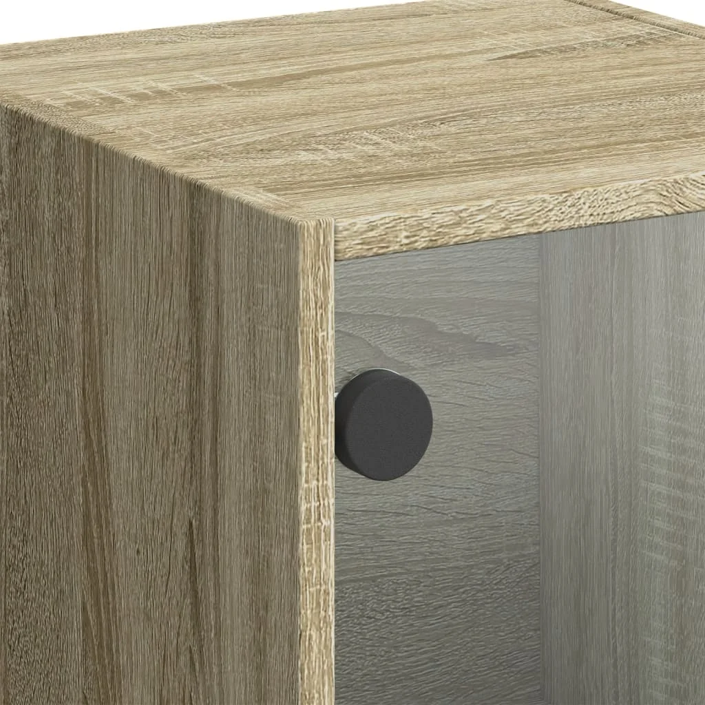 Vysoká skrinka so sklenenými dverami dub sonoma 35x37x109 cm