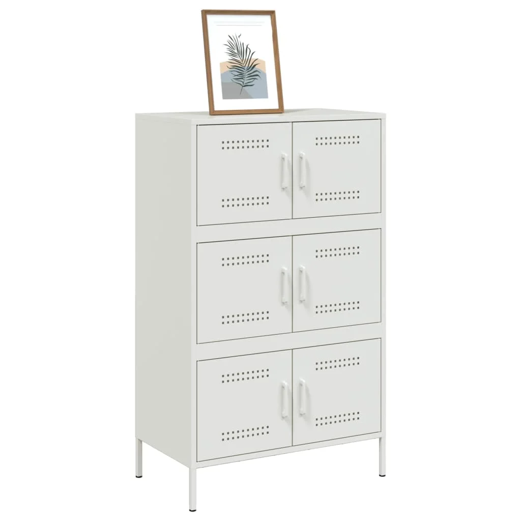 Vysoká skrinka biela 68x39x113 cm oceľ