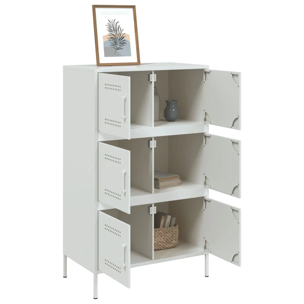 Vysoká skrinka biela 68x39x113 cm oceľ