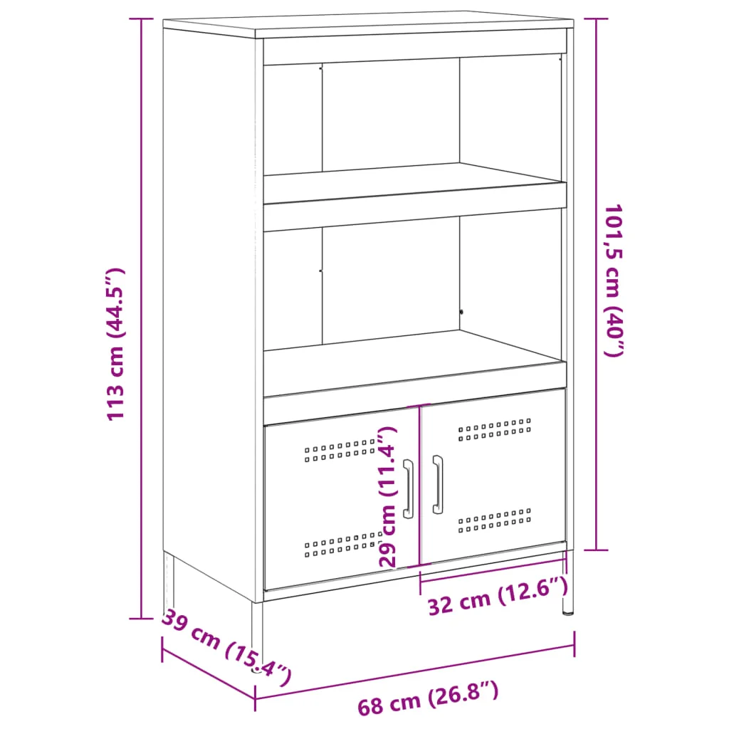 Vysoká skrinka horčicovožltá 68x39x113 cm oceľ