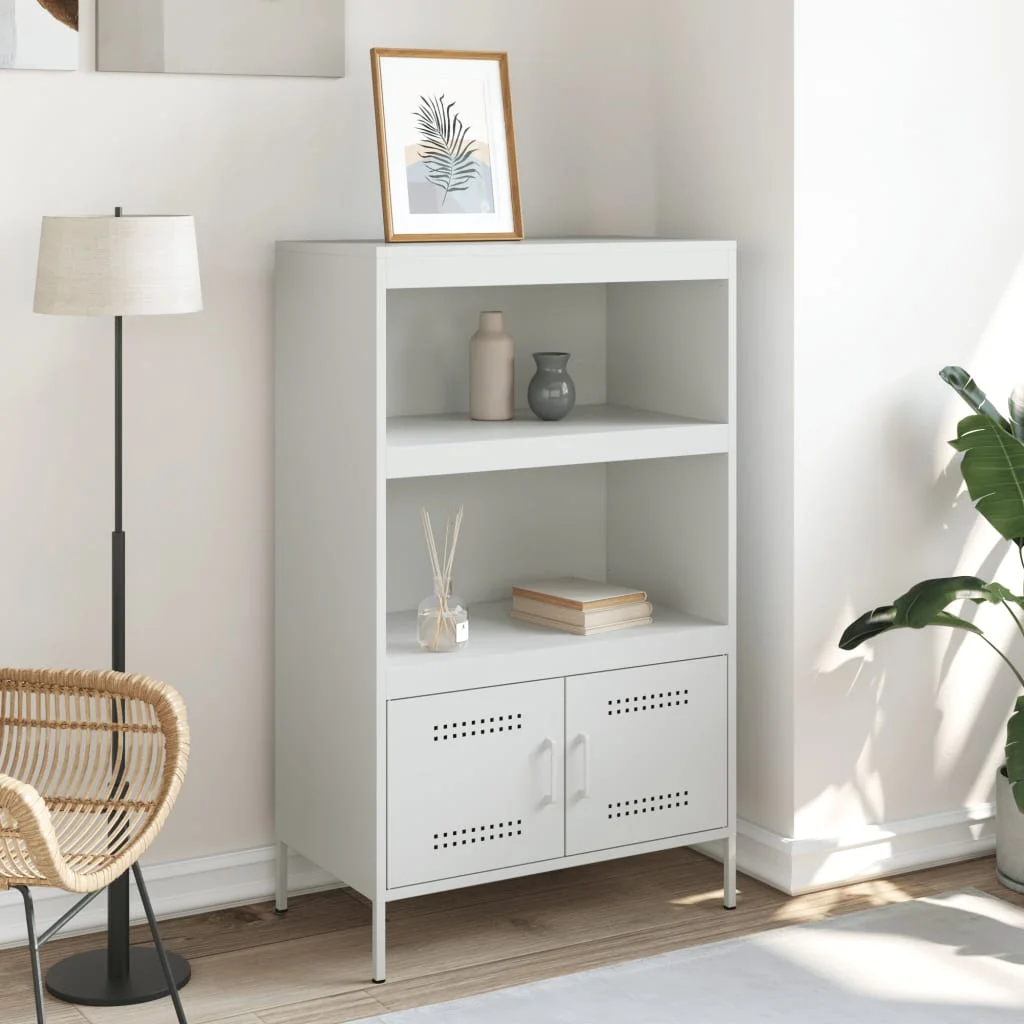 Vysoká skrinka biela 68x39x113 cm oceľ