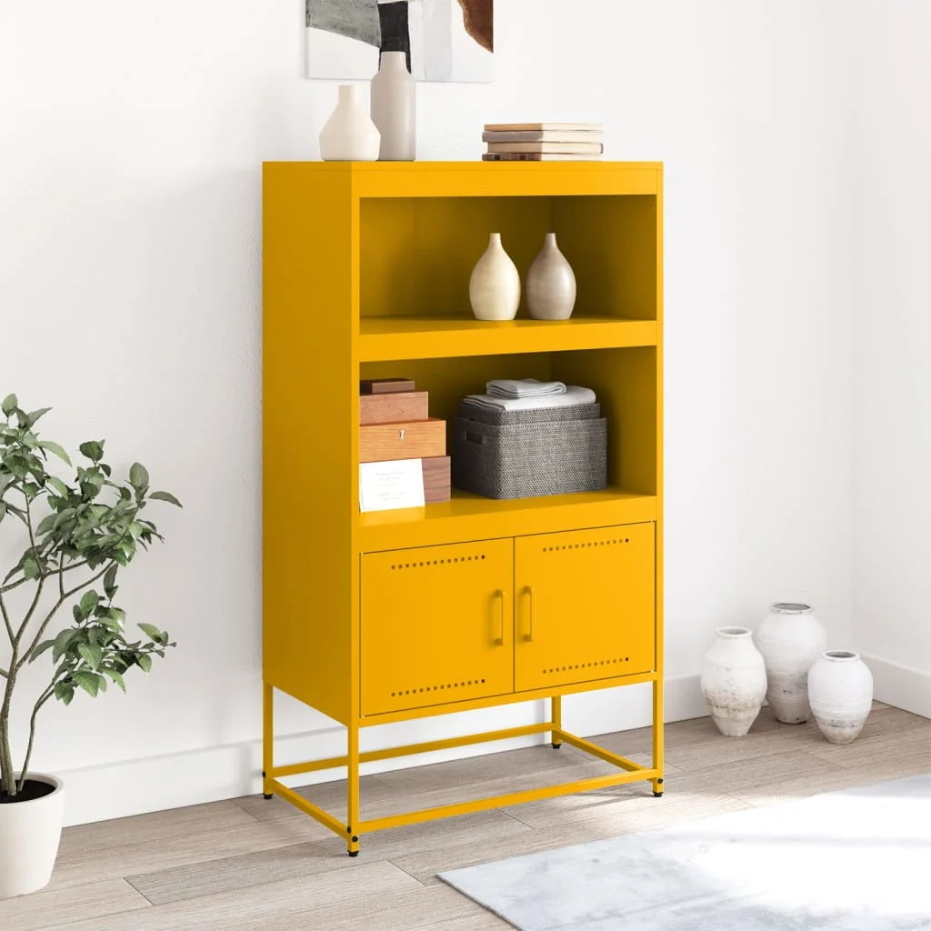 Vysoká skrinka horčicovožltá 68,5x38,5x123,5 cm oceľ
