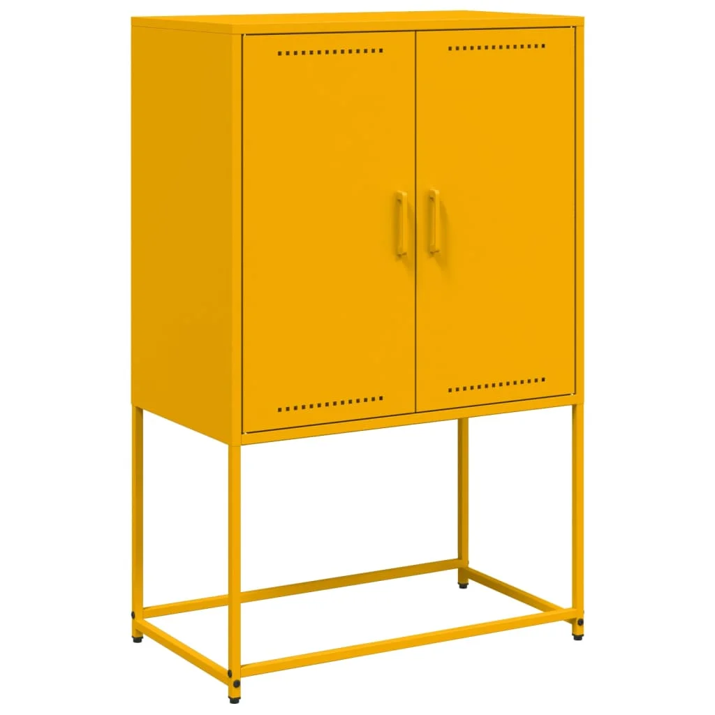 Vysoká skrinka horčicovožltá 68,5x38,5x107 cm oceľ