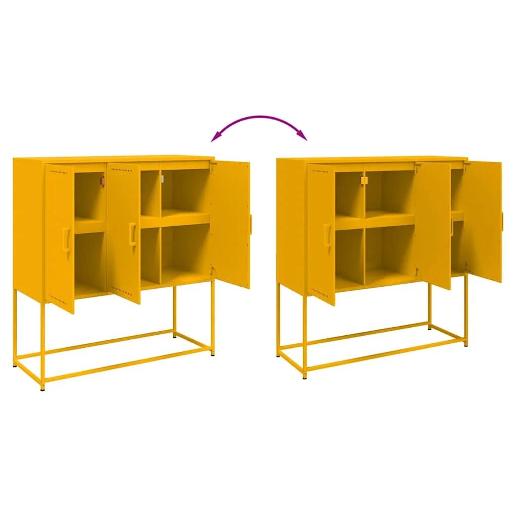 Vysoká skrinka horčicovožltá 100,5x39x107 cm oceľ