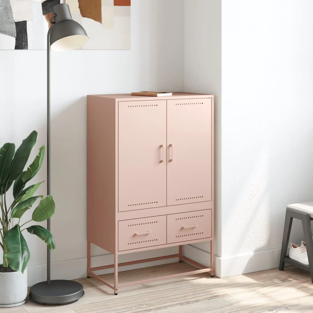 Vysoká skrinka ružová 68x39x111,5 oceľ