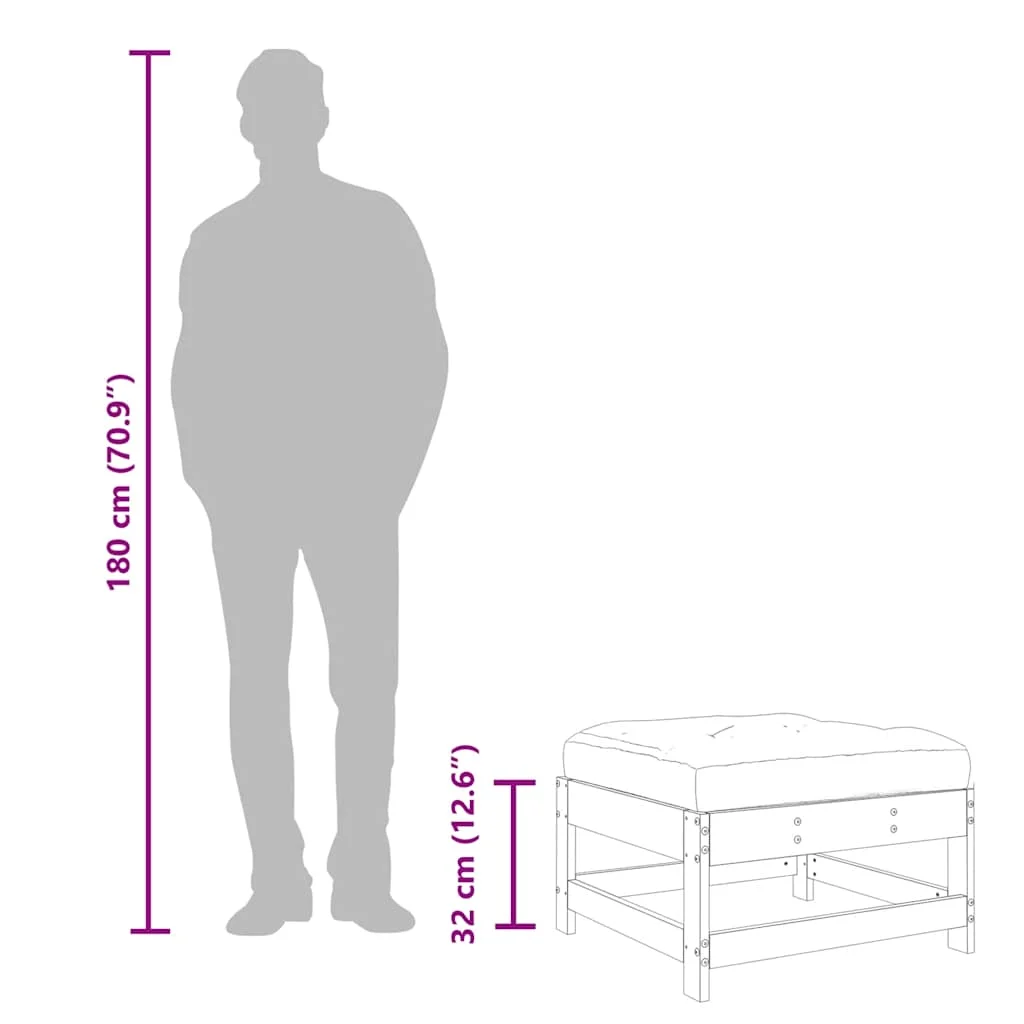 Záhradná podnožka s podložkou čierna borovicový masív